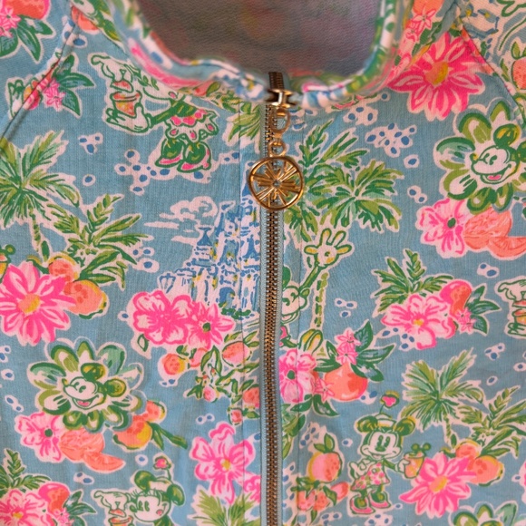 Lilly Pulitzer X Disney "Lilly Loves Disney" Ibiza Minnie Mickey zip pullover XS - Picture 4 of 8